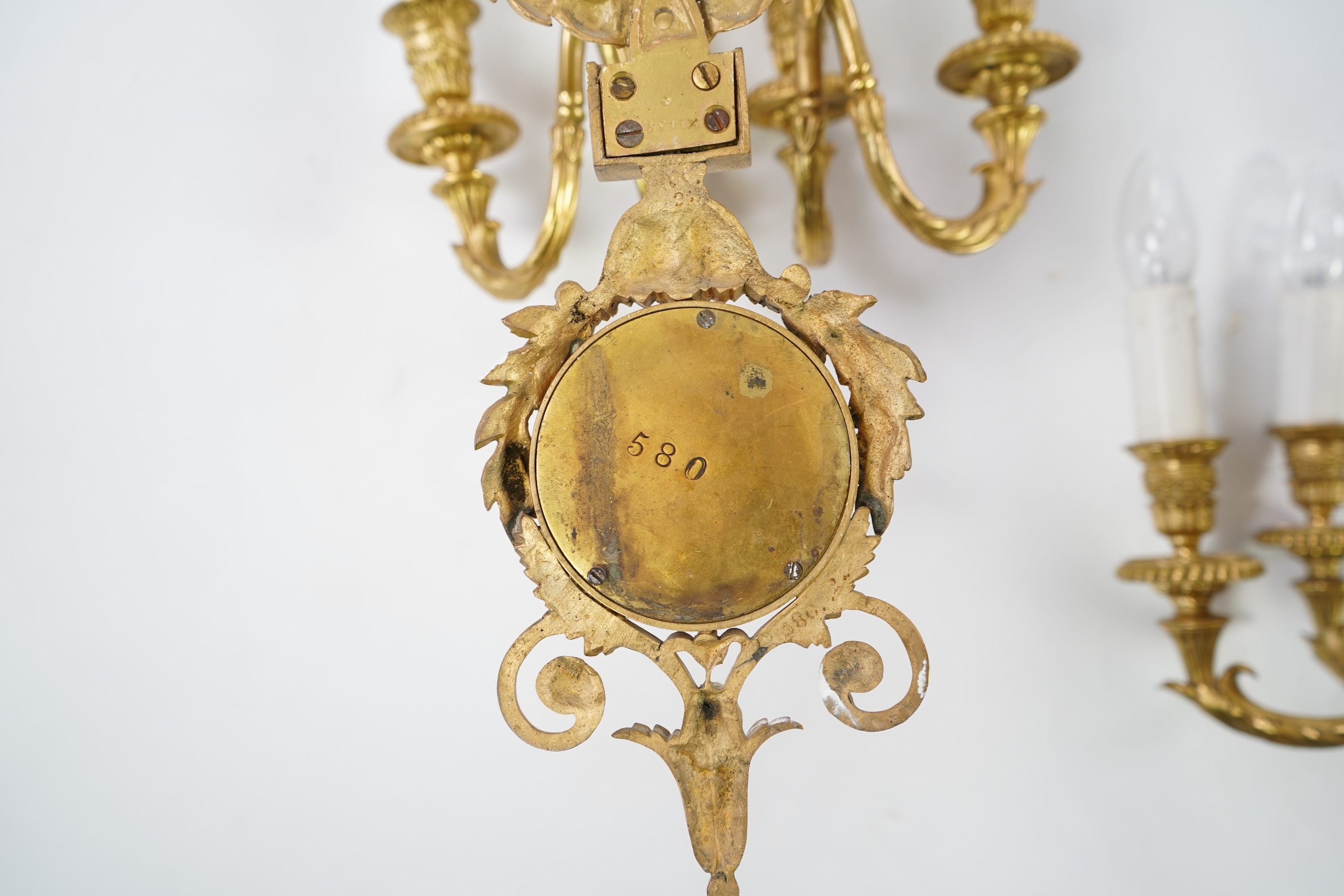 A set of four Adam style ormolu and jasper ware mounted wall appliques, early 20th century